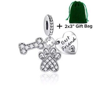 Dog Lover Dangle Charm | 925 Silver | Brand New
